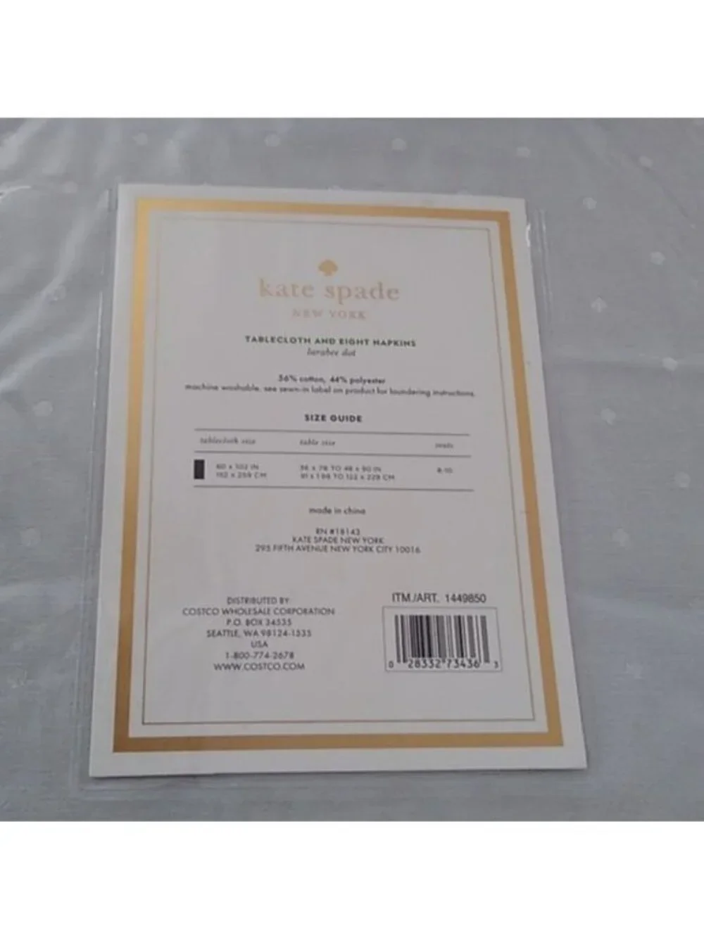 Kate Spade Soft Silver Gray Larabee Dot Tablecloth + 8 Napkins, 9pc Set